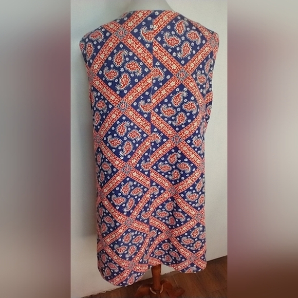 REVERSIBLE DENIM AND PAISLEY HAND MADE VEST DRESS - Picture 4 of 7